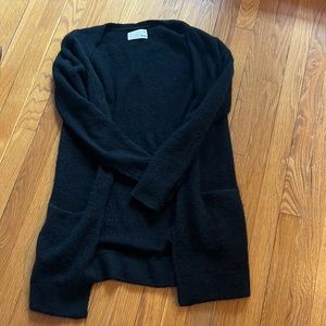 Black stretch wool cardigan
